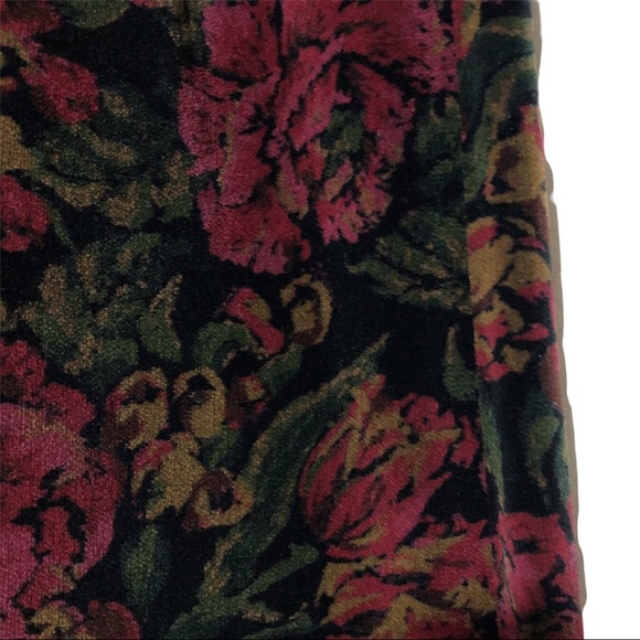 Vintage Bryn Connelly Velvet Rose Print Midi Skirt - Picture 2 of 11